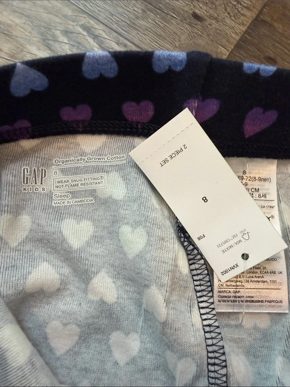 NWT Gap Kids Organic Rainbow Heart Pajama Set